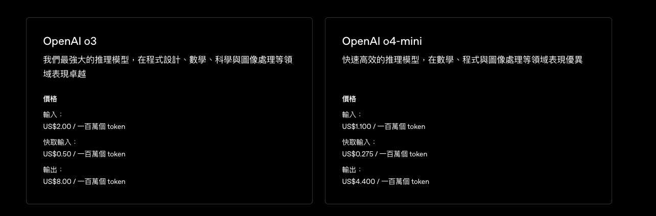 OpenAI 官方 2025/8/5 的定價
